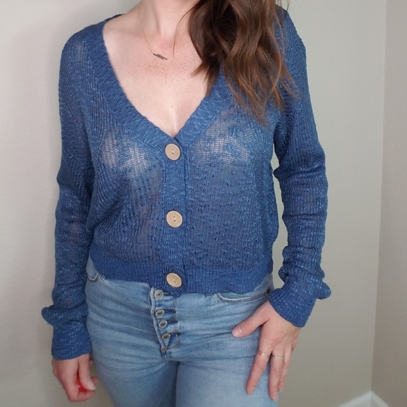 Blue button up cardigan - Picture 5 of 7